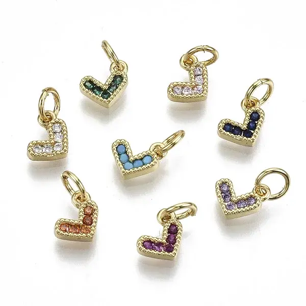 Brass Micro Pave Cubic Zirconia Charms