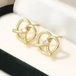 Rack Plating Heart Brass Micro Pave Clear Cubic Zirconia Stud Earrings