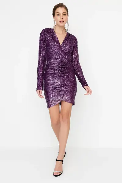 Dámské šaty Trendyol TPRAW20EL0505/PLUM{