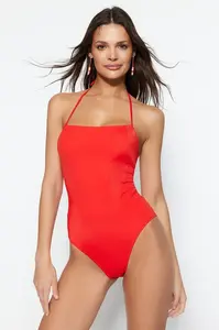 Trendyol Red Square Collar Extender Normal Leg Plavky