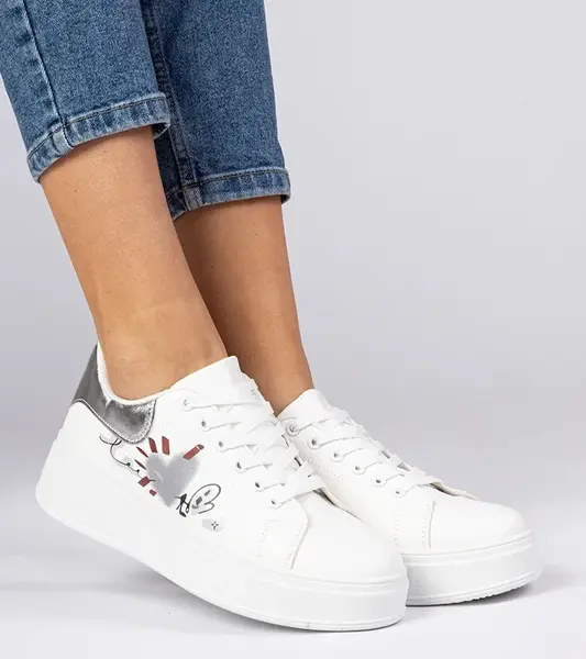 Gemre Bielo-strieborné tenisky športové dámske Zelinda