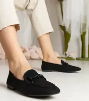 Gemre Čierne dámske mokasíny ažúrové s ozdobou Mensory