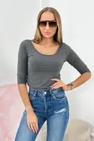 Blouse with a round neckline made of graphite melange