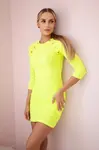Dress with decorative buttons in yellow neon color