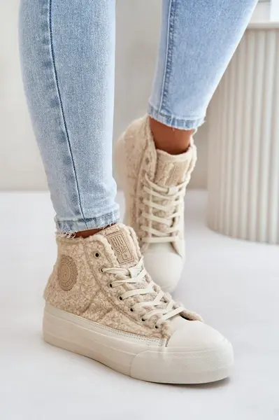 BIG STAR SHOES Zateplené Dámske Tenisky S Kožušinou Typu Baran Big Star