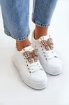 Women's platform sneakers with a butterfly white-gold Naritevia