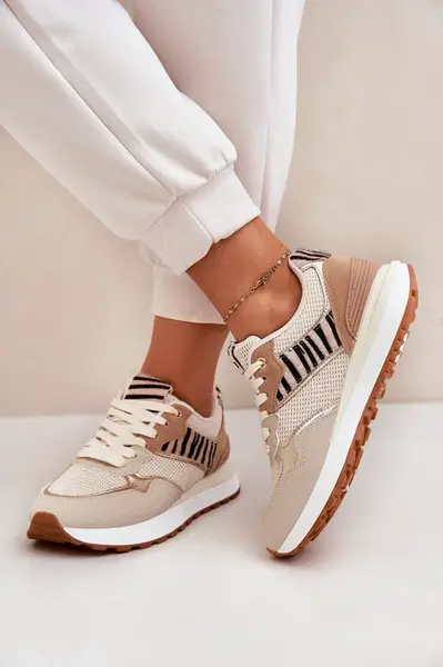 Boto Dámska Športová Obuv Na Platforme Zebra Béžová Davinara