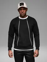 Ombre Men's sweatshirt with decorative front zips - black