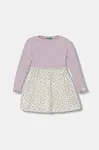 Dívčí šaty United Colors of Benetton fialová barva, mini, 434ZGV02I