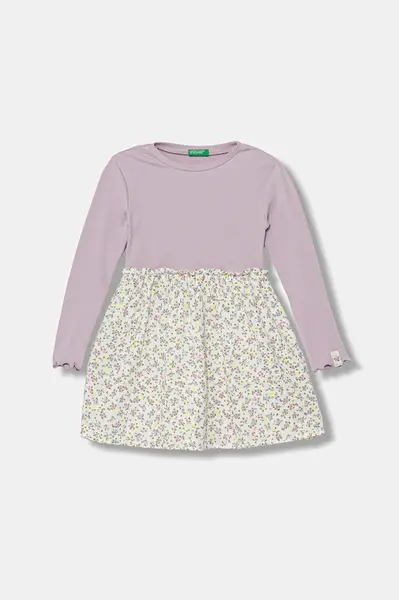 Dívčí šaty United Colors of Benetton fialová barva, mini, 434ZGV02I