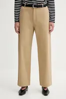 Bavlněné kalhoty Filippa K dámské, zelená barva, high waist, 31422.FK