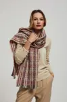 Marisse Pink Checkered Scarf With Metallic Thread