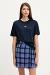 Bavlněné tričko Tommy Jeans dámské, tmavomodrá barva, DW0DW22202