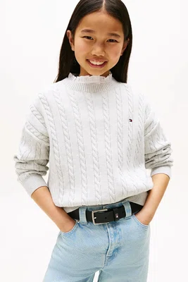 Dětský bavlněný svetr Tommy Hilfiger šedá barva, KG0KG08547