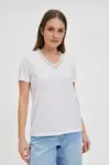 Marisse T-Shirt With Decorative Neckline, White