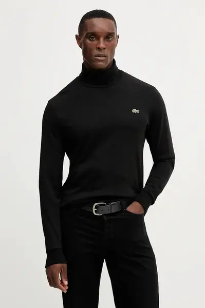 Bavlněné tričko s dlouhým rukávem Lacoste tmavomodrá barva, UH2828