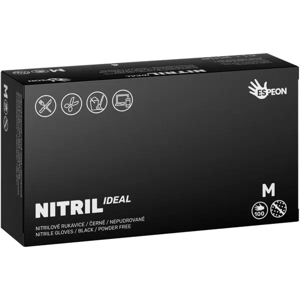Espeon Nitril Ideal3 Black nitrilové nepudrované rukavice velikost M 100 ks