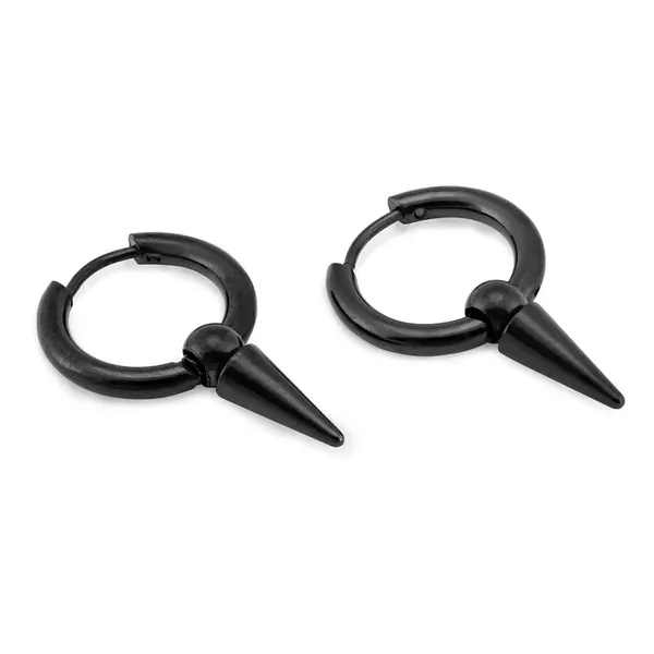 Troli Módní černé kruhové náušnice KS-151