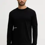 Bavlněné pyžamové tričko s dlouhým rukávem United Colors of Benetton pánské, černá barva, s potiskem, 30964M021