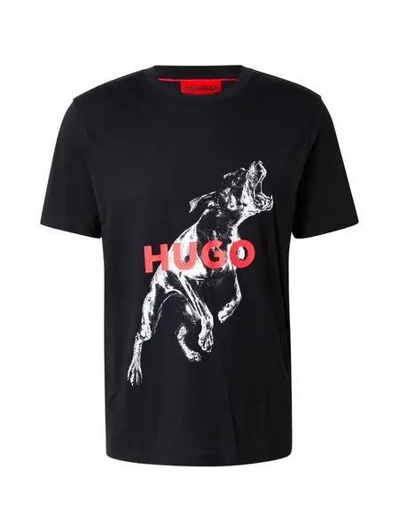 HUGO Tričko 'Deyladec'  brusnicová / čierna / šedobiela