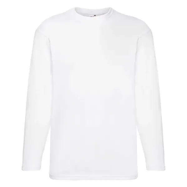 Bílé pánské tričko Valueweight s dlouhým rukávem Fruit of the Loom