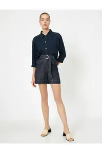 Koton Dámské Námořnicky Modré Šortky s Detaily Pásku