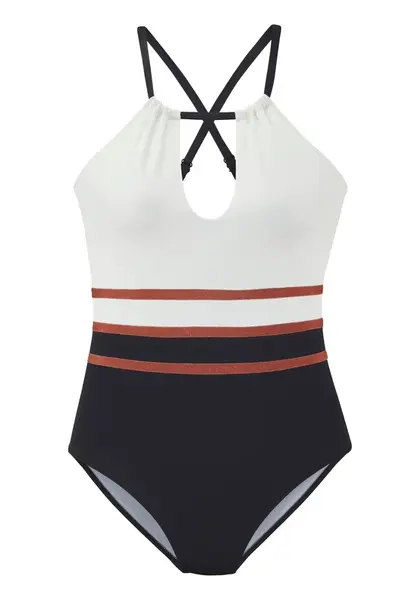 LASCANA Jednodielne plavky  hrdzavohnedá / čierna / biela