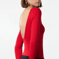 Trendyol Red Soft Fabric Backless Fitted Stretchy Knitted Blouse