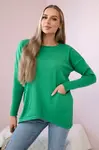 Svetr s předními kapsami světle zelené barvy