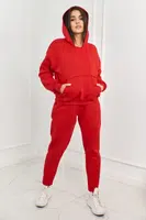 Zateplený set mikina + kalhoty červené