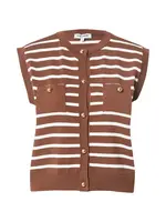 MORE & MORE Pletená vesta  hnedá / šedobiela