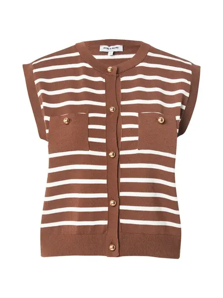 MORE & MORE Pletená vesta  hnedá / šedobiela