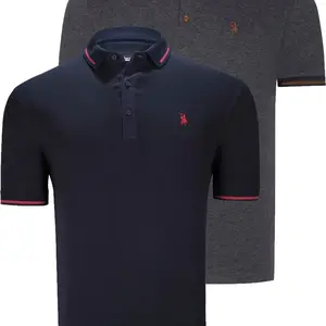 DOUBLE SET T8586 DEWBERRY MEN'S T-SHIRT-NAVY - ANTHRACITE