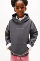 Dětská mikina Tommy Hilfiger šedá barva, s kapucí, s potiskem, KG0KG08885