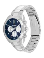 TOMMY HILFIGER Analógové hodinky 'Hudson'  námornícka modrá / strieborná