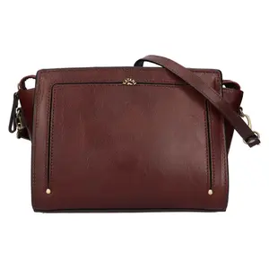 Kožená dámska crosbody kabelka Katana Didia - tmavo hnedá