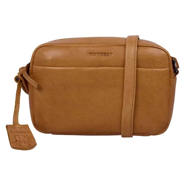 Dámska crossbody kožená kabelka Burkely Cinte - koňak