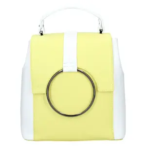 Dámsky kožený batoh Vera Pelle Cecilie - žlto-biela