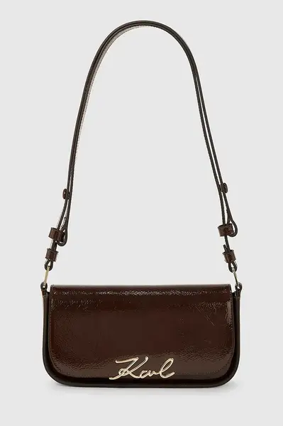 Kožená kabelka Karl Lagerfeld K/SIGNATURE vínová barva, A4W30041