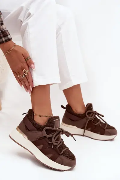 Boto Zateplené dámské tenisky na platformě hnědé Juvira