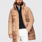 Ombre Men's long quilted jacket with large pockets - beige