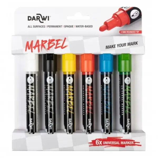 Sada akrylových markerů Marbel 6ks 4mm – Primary