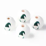 Painted Natural Wood Round Beads
