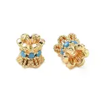 Brass Micro Pave Sky Blue Cubic Zirconia Beads
