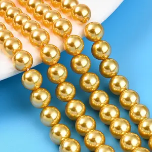 Baking Paint Pearlized Glass Pearl Bead Strands