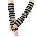 Stripe Acrylic Fibers Knitting Long Fingerless Gloves