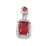 Brass Micro Pave Red Cubic Zirconia Pendants