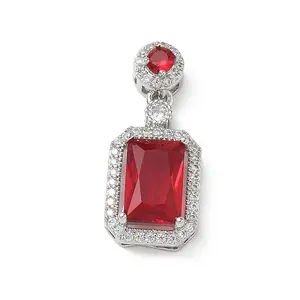 Brass Micro Pave Red Cubic Zirconia Pendants