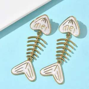 304 Stainless Steel Enamel Dangle Stud Earrings for Women