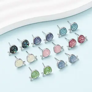 Brass Enamel Fish Stud Earrings